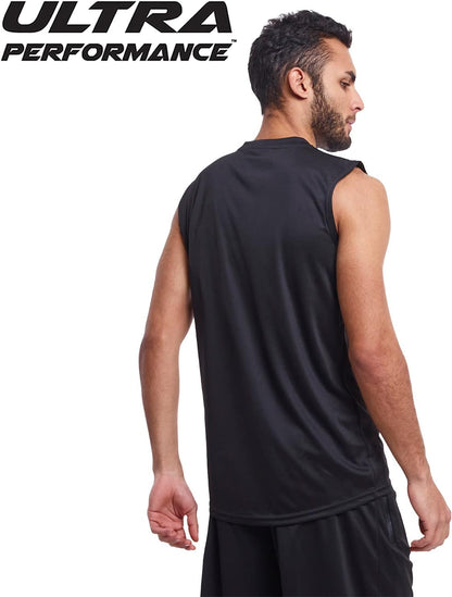 5 Pack Mens Dri Fit Sleeveless Muscle T Shirts Gym Workout Shirts for Men Pack