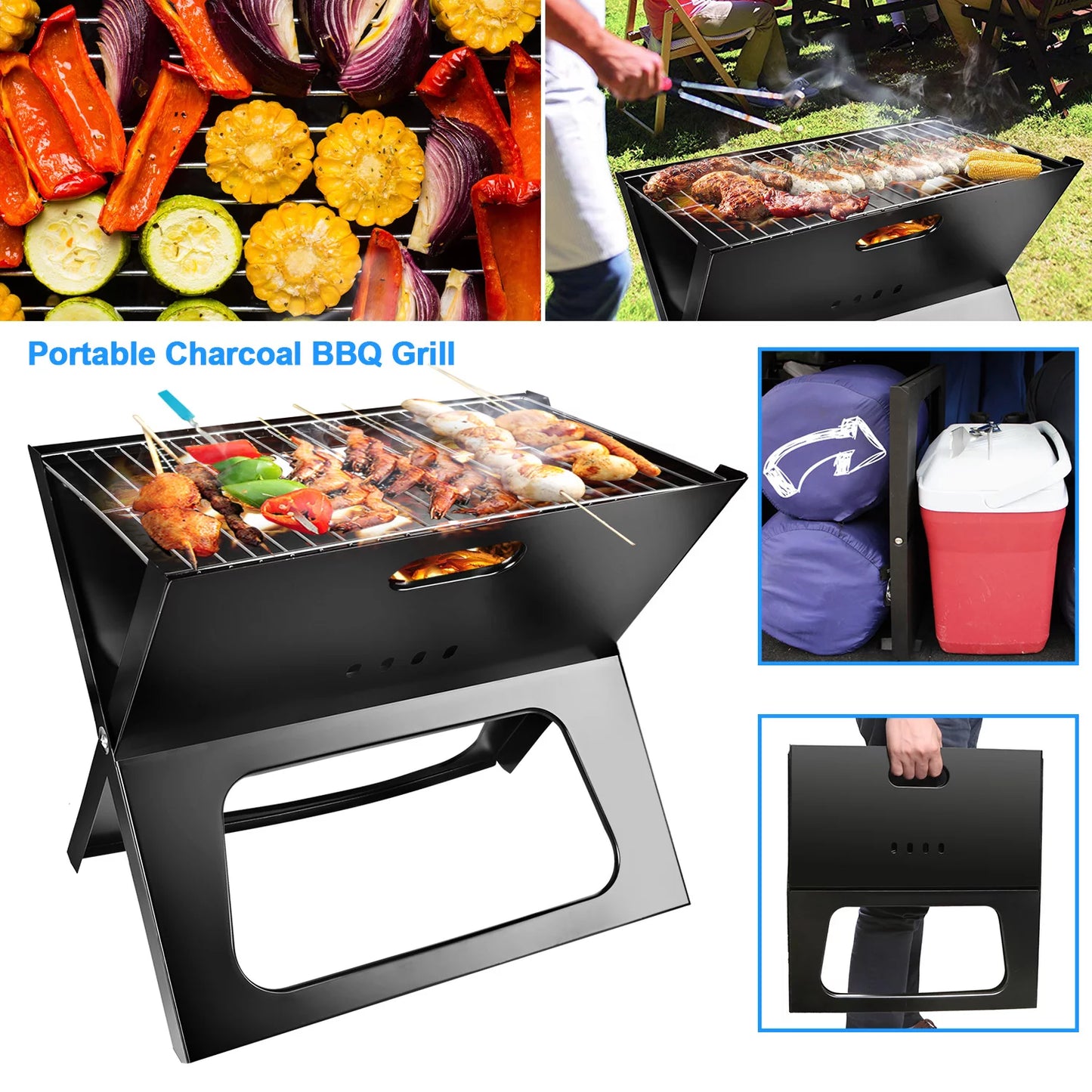 Notebook Charcoal Grill, Outdoor Portable Barbecue Grill Charcoal BBQ Grill Tool