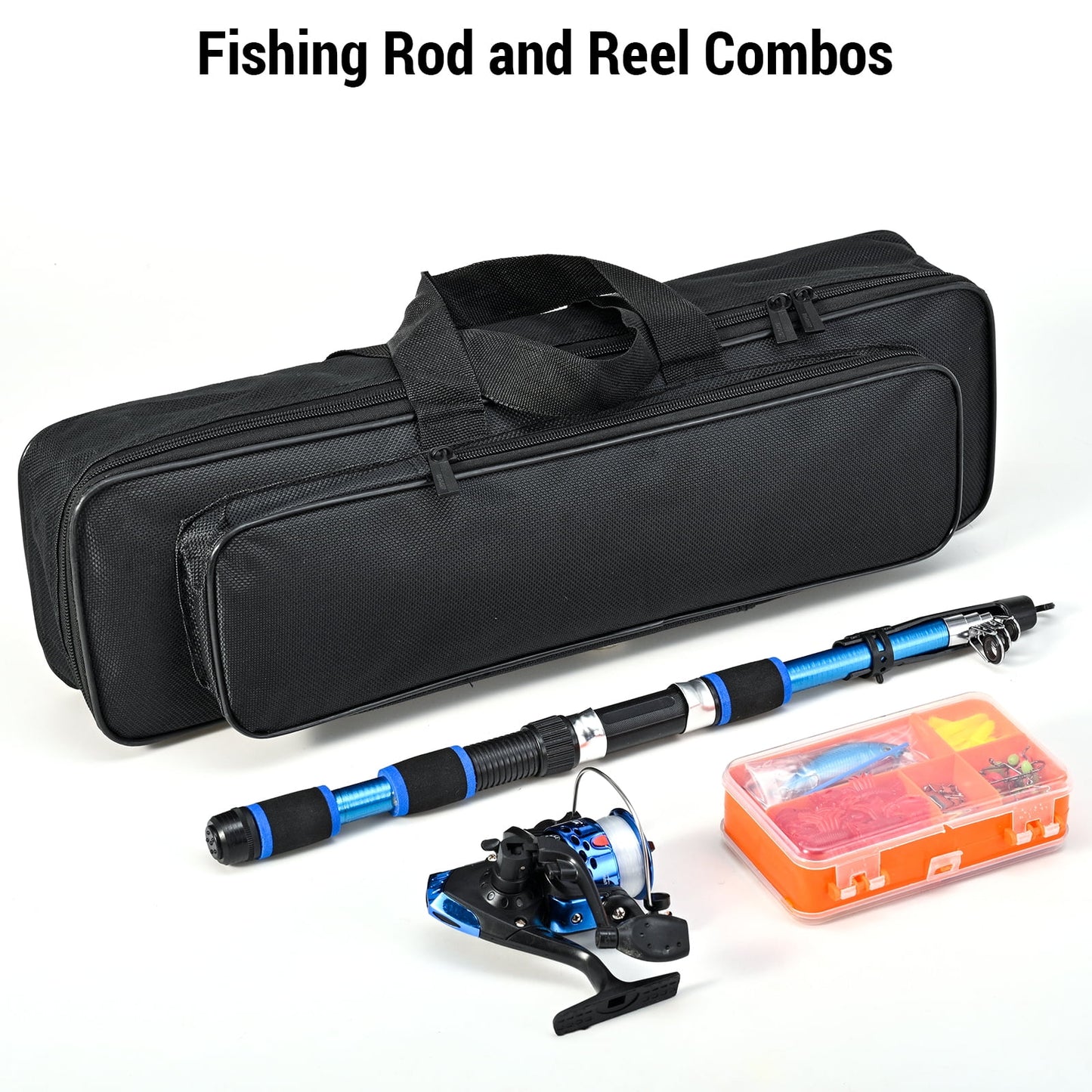 FISHING Fishing Rod and Reel Combo，Fiberglass Telescopic Fishing Pole with Fishing Reel, Portable Travel Fishing Pole Combo for Youth Adults Beginner Saltwater Freshwater