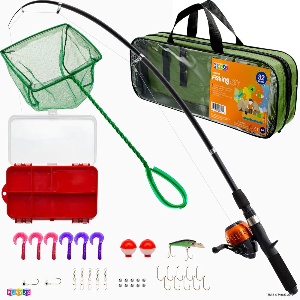 Fishing Pole for Kids - 40 Set Kids Fishing Rod Combos - Kids Fishing Poles Includes Fishing Tackle Fishing Gear, Fishing Lures, Net, Carry on Bag, Fully Fishing Equipment for Boys and Girls