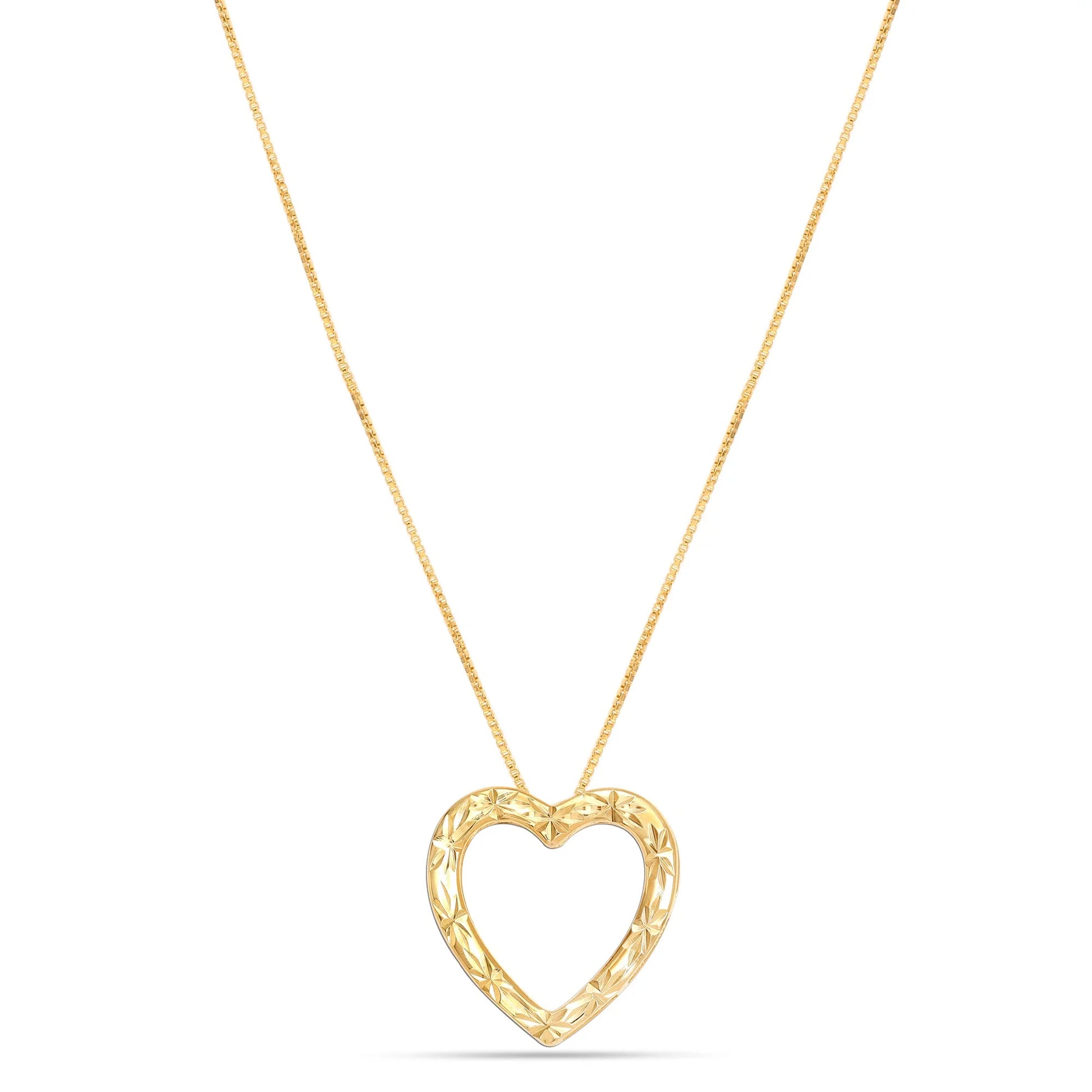 925 Sterling Silver 18K Gold-Plated Diamond-Cut Heart Reversible Necklace for Women and Teen Girls 25MM