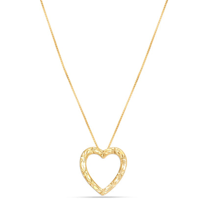 925 Sterling Silver 18K Gold-Plated Diamond-Cut Heart Reversible Necklace for Women and Teen Girls 25MM