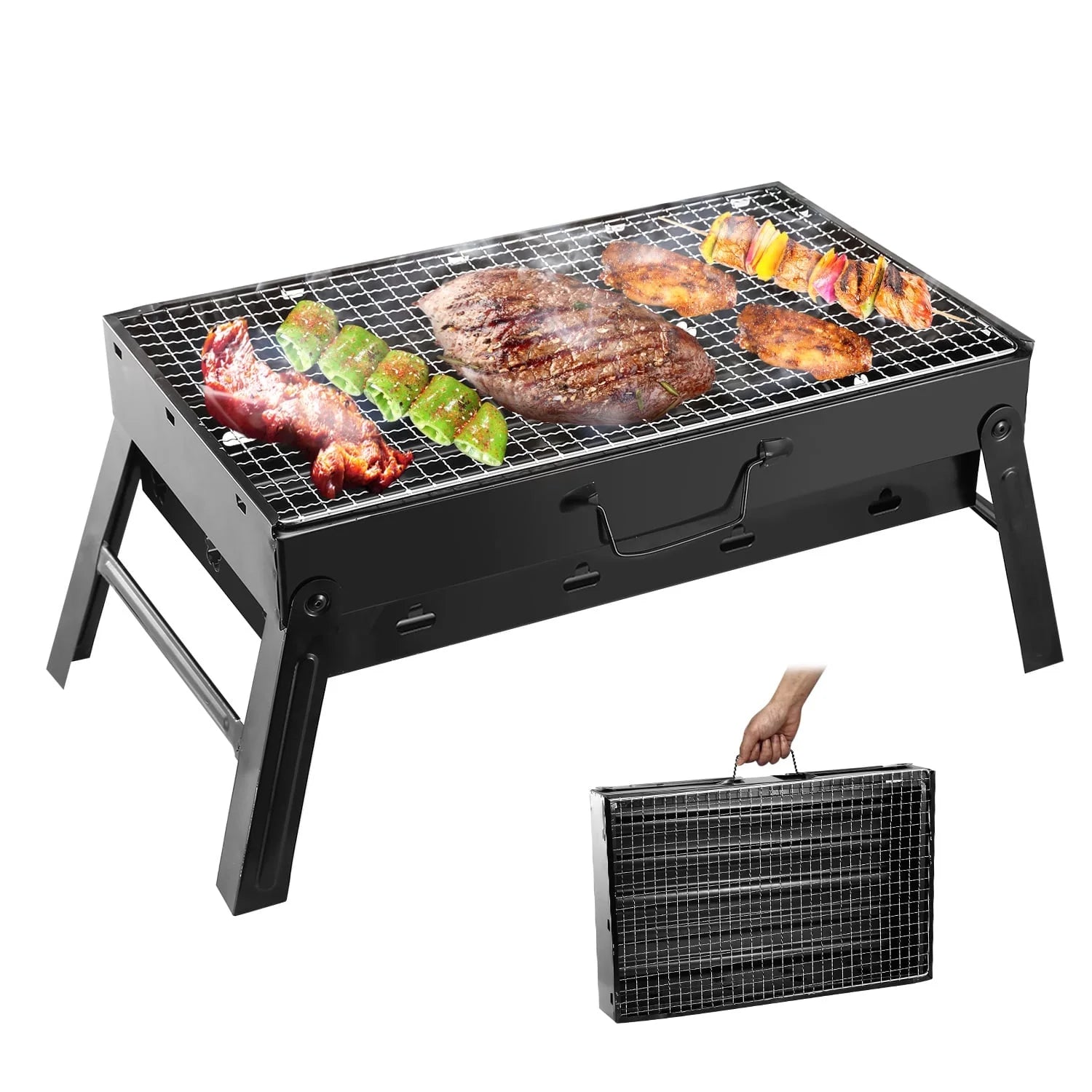 Portable BBQ Charcoal Grill Foldable Barbeque Grill for Backyard Patio Picnic Beach Camping Picnic