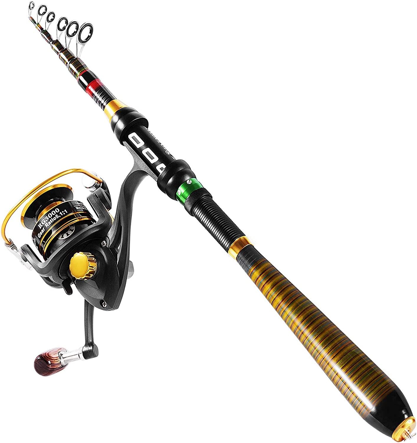 Fishing Rod and Reel Combo，Carbon Fiber Telescopic Fishing Pole with Stainless Steel Spinning Fishing Reel, Portable Travel Fishing Pole Combo for Youth Adults Beginner Saltwater Freshwater