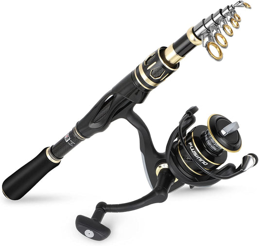 Fishing Rod and Reel Combos Set,Telescopic Fishing Pole with Spinning Reels, Carbon Fiber Fishing Rod for Travel Saltwater Freshwater Fishing