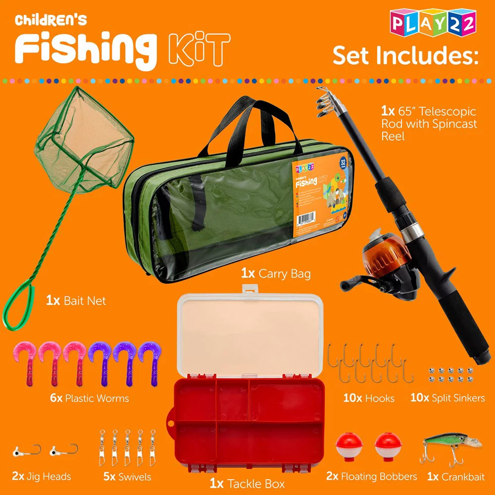 Fishing Pole for Kids - 40 Set Kids Fishing Rod Combos - Kids Fishing Poles Includes Fishing Tackle Fishing Gear, Fishing Lures, Net, Carry on Bag, Fully Fishing Equipment for Boys and Girls