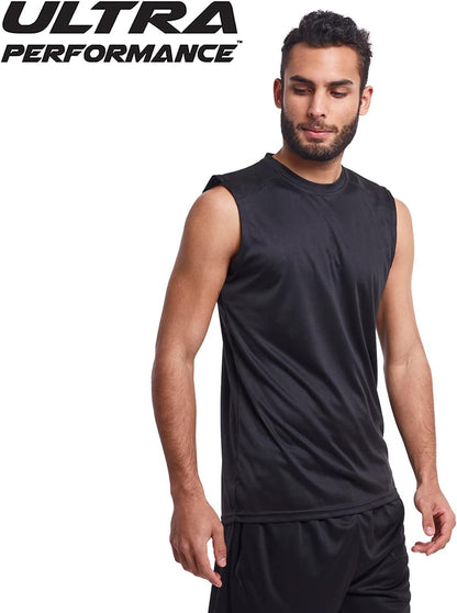 5 Pack Mens Dri Fit Sleeveless Muscle T Shirts Gym Workout Shirts for Men Pack