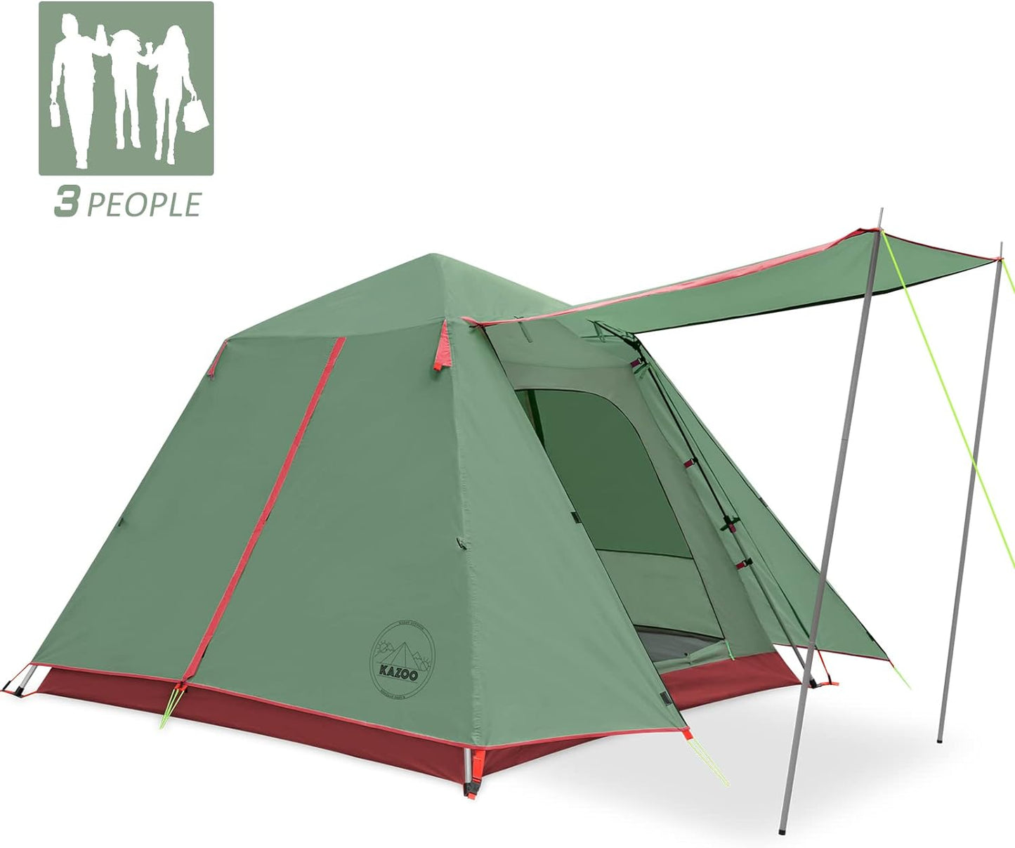 Camping Tents 3 Person Waterproof Instant Tents 3 People Cabin Tent Easy Setup with Sun Shade Automatic Aluminum Pole