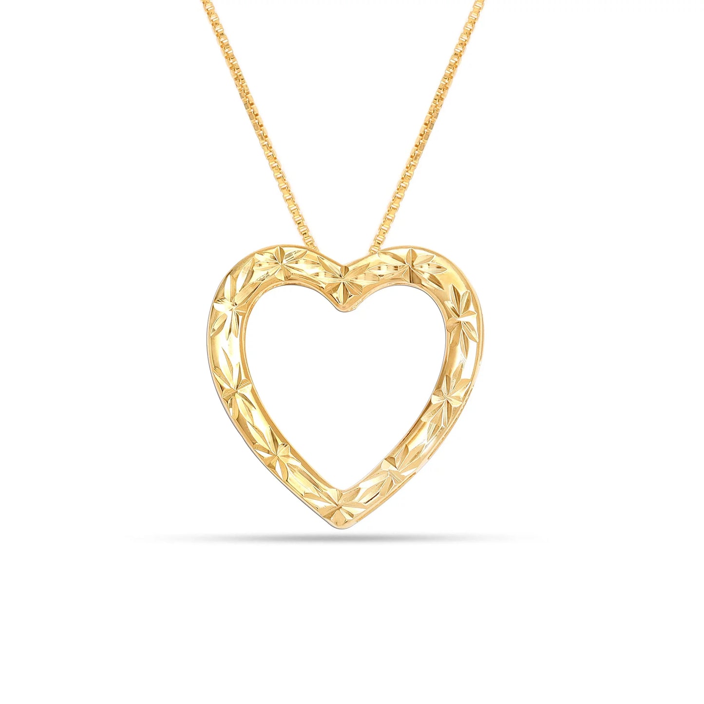 925 Sterling Silver 18K Gold-Plated Diamond-Cut Heart Reversible Necklace for Women and Teen Girls 25MM