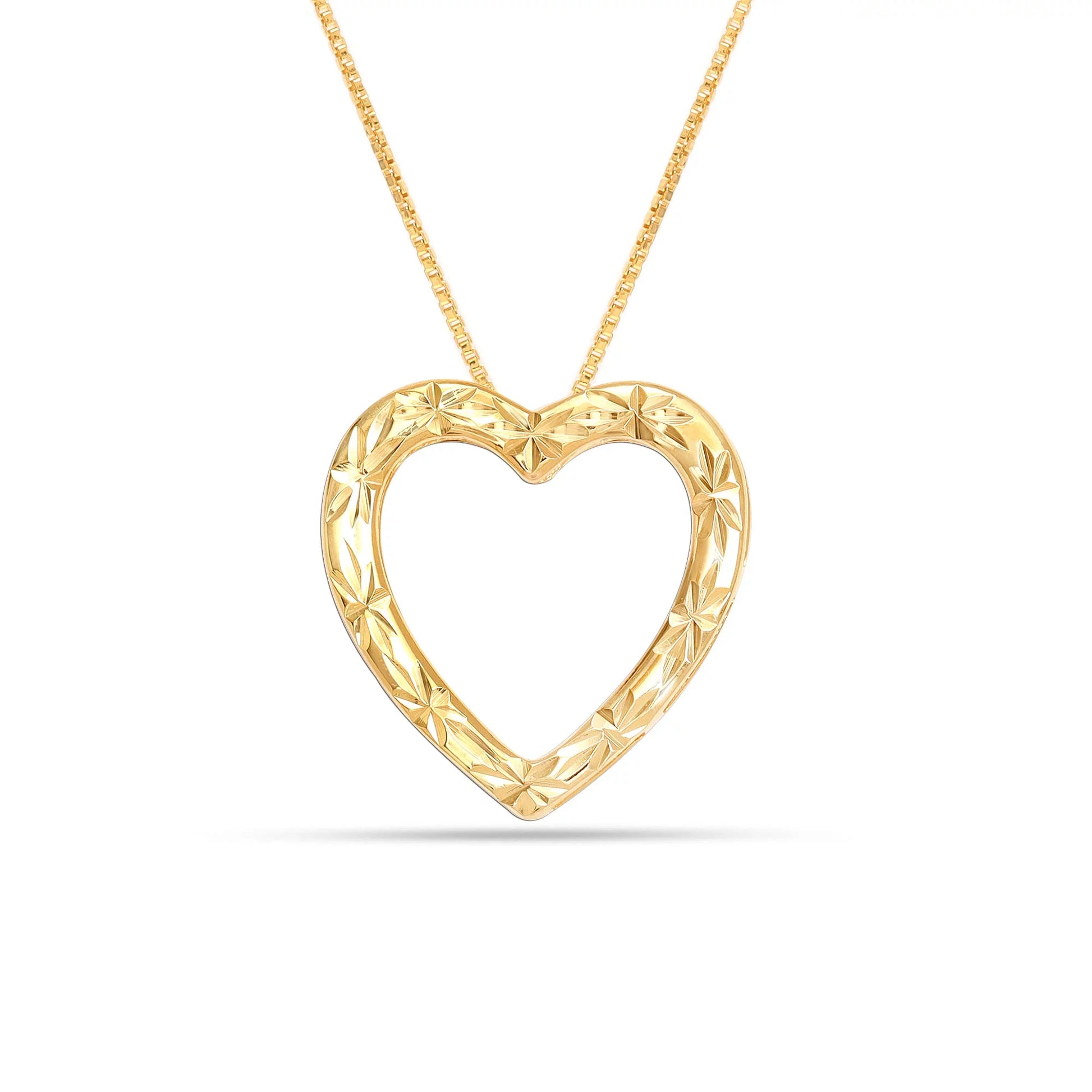 925 Sterling Silver 18K Gold-Plated Diamond-Cut Heart Reversible Necklace for Women and Teen Girls 25MM