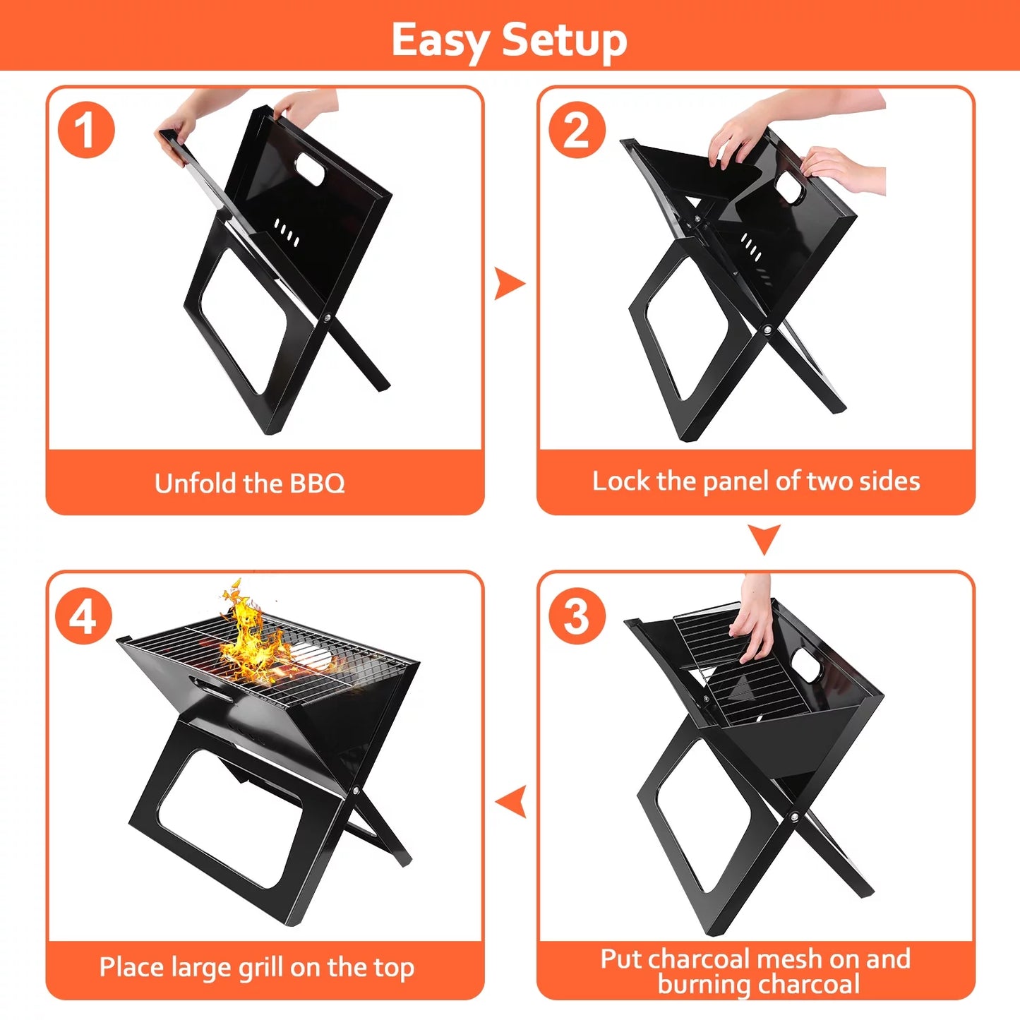 Notebook Charcoal Grill, Outdoor Portable Barbecue Grill Charcoal BBQ Grill Tool