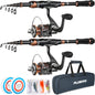 Fishing Rod and Reel Combos, Bronze Warrior Toray 24-Ton Carbon Matrix Telescopic Fishing Rod Pole, 12 +1 Shielded Bearings Stainless Steel BB Spinning Reel, Travel Freshwater Fishing Gear