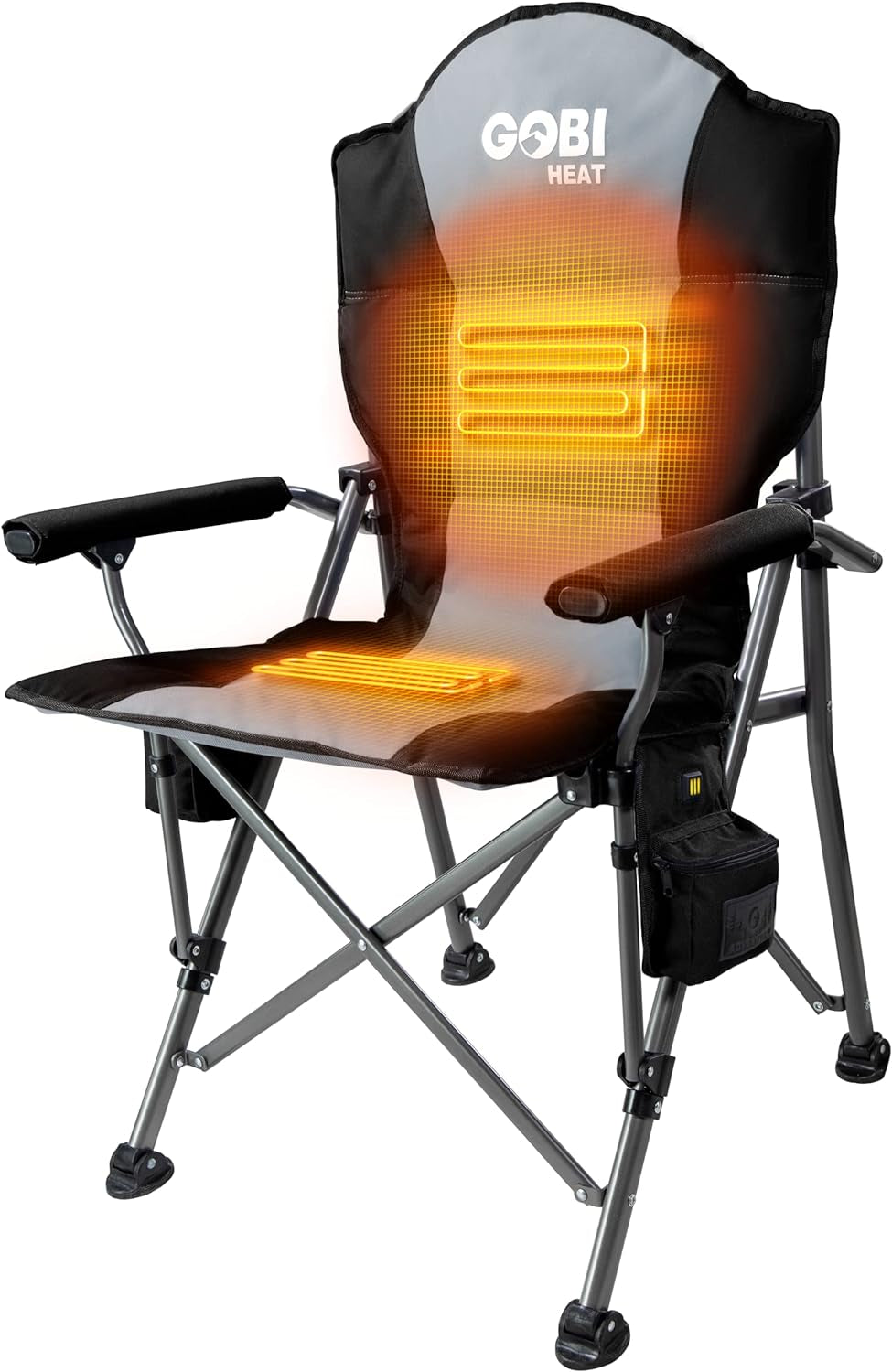 - Terrain Portable Heated Camping Chair - Outdoor Folding Chair with Heated Filling - Winter Camping Essential - 3 Heat Settings (Slate)