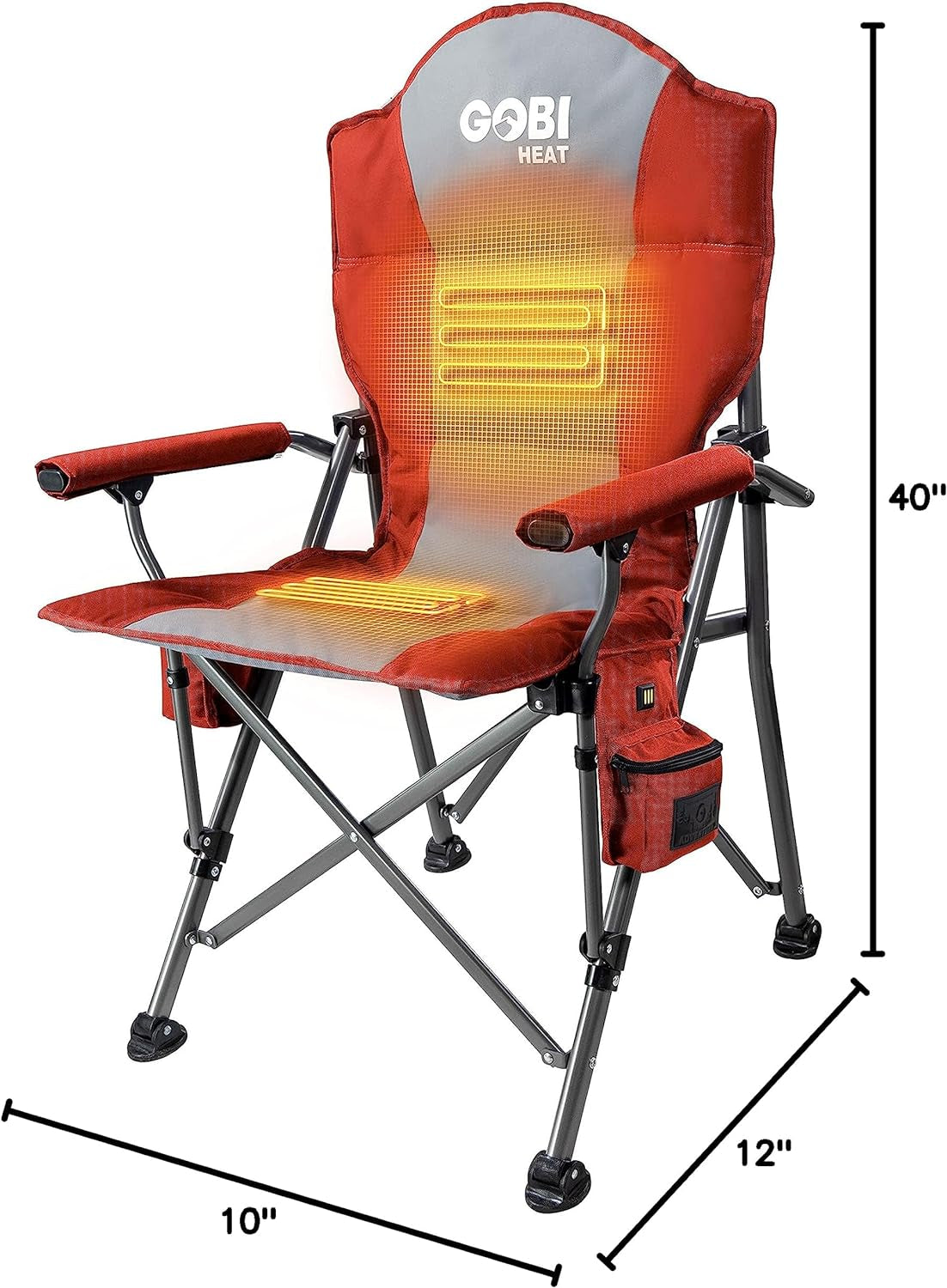 - Terrain Portable Heated Camping Chair - Outdoor Folding Chair with Heated Filling - Winter Camping Essential - 3 Heat Settings (Slate)