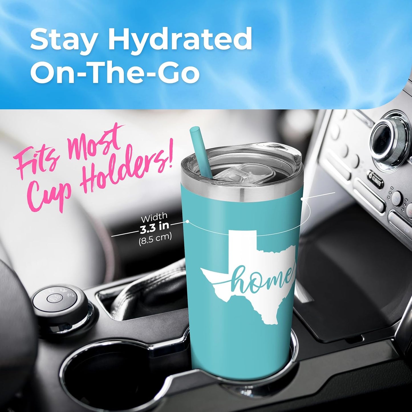 Texas Tumbler for Women - Personalized Vacuum Insulated Stainless Steel Tumbler Cup - Moving Away Mug for Texans - Texas Coffee Travel Mug - Texas Themed Graduation - Gift for Texan - Texan Home Decor