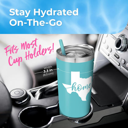 Texas Tumbler for Women - Personalized Vacuum Insulated Stainless Steel Tumbler Cup - Moving Away Mug for Texans - Texas Coffee Travel Mug - Texas Themed Graduation - Gift for Texan - Texan Home Decor