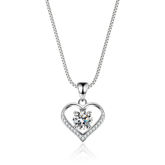 925 Sterling Silver Pendant Necklace for Women 1.0 Ct CZ Diamond Cubic Jewerly Necklaces