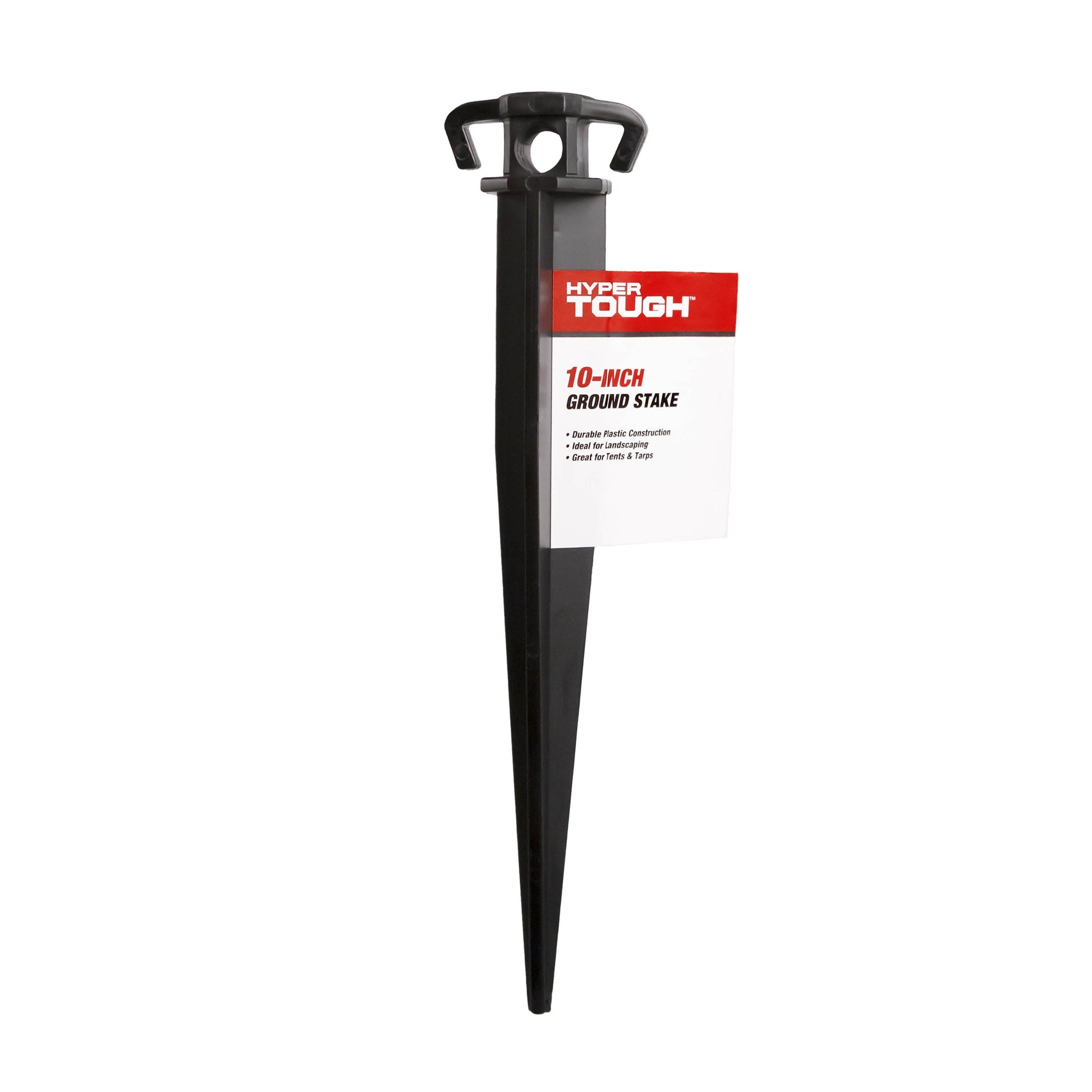 Item# GS10-10HT, Plastic Ground Garden and Tent Stake, Black 10" Length, 1 Each