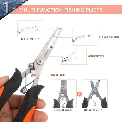 Fishing Tool Kit Fishing Pliers, Fish Lip Gripper, Fishing Hook Remover, Handheld Digital Fishing Scale, Ice Fly Fish Pliers Fishing Gear Accessories Fishermen Gift (Battery Not Included)