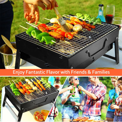 Portable BBQ Charcoal Grill Foldable Barbeque Grill for Backyard Patio Picnic Beach Camping Picnic