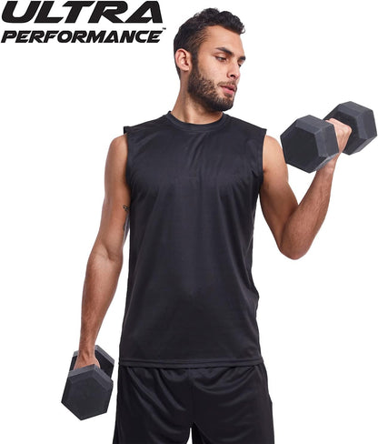 5 Pack Mens Dri Fit Sleeveless Muscle T Shirts Gym Workout Shirts for Men Pack