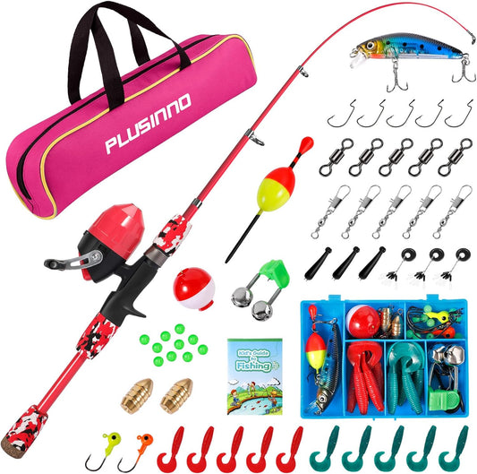 Kids Fishing Pole with Spincast Reel Telescopic Fishing Rod Combo Full Kits for Boys, Girls, and Adults