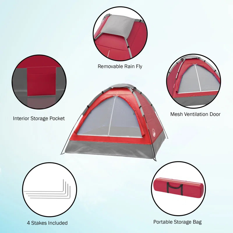 Outdoors 2 Person Lightweight Camping Tent with Rain Fly and Carrying Bag