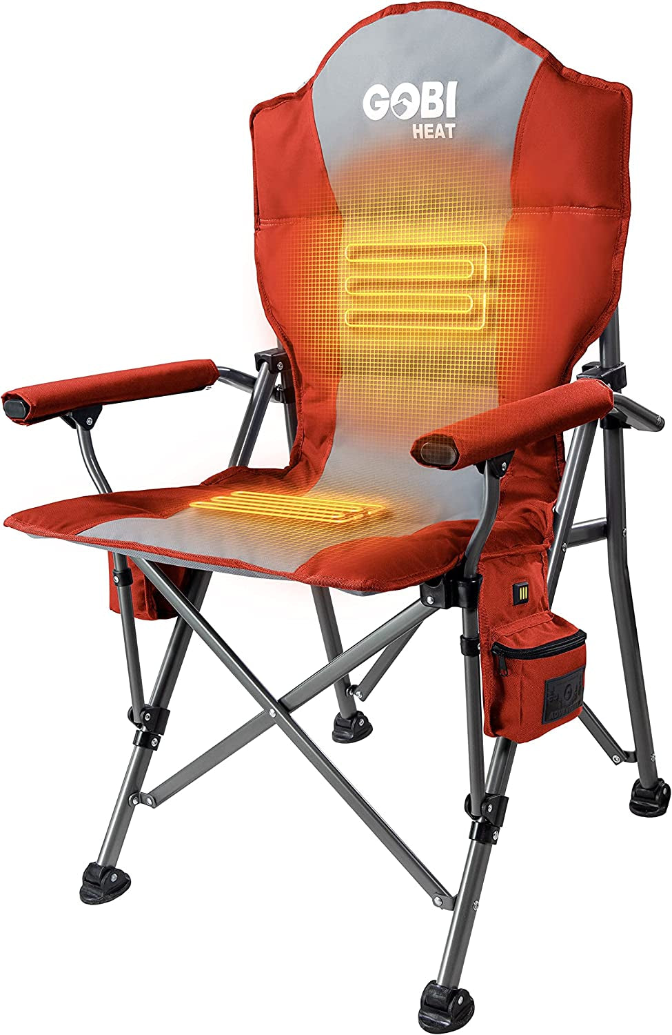 - Terrain Portable Heated Camping Chair - Outdoor Folding Chair with Heated Filling - Winter Camping Essential - 3 Heat Settings (Slate)