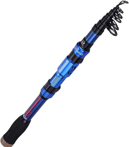 Telescopic Fishing Rod - 24 Ton Carbon Fiber,Cnc Machined Reel Seat, Comfortable EVA Handle, Travel Fishing Rod for Bass Trout Fishing