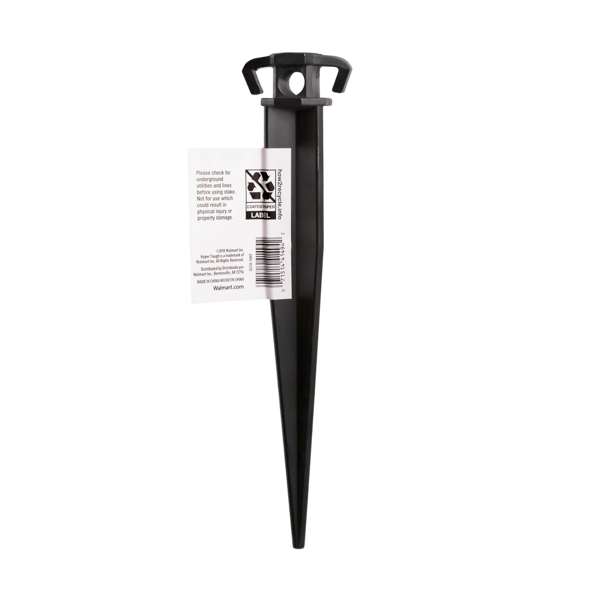 Item# GS10-10HT, Plastic Ground Garden and Tent Stake, Black 10" Length, 1 Each